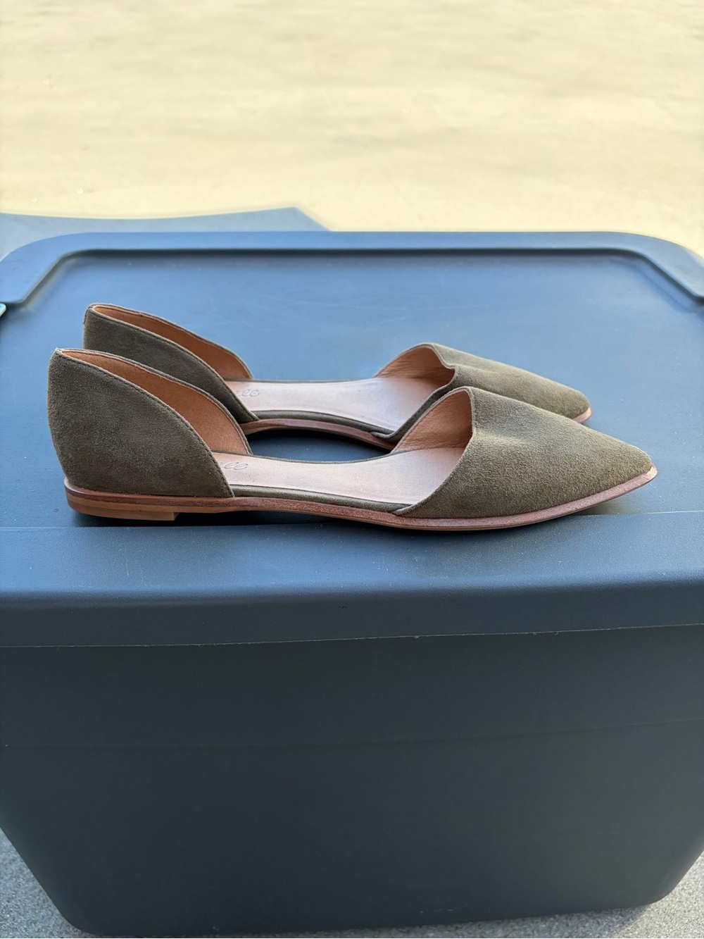 Madewell Olive Suede D'Orsay Pointed Flats